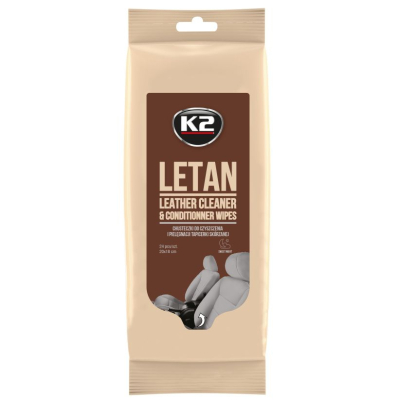K2 LETAN WIPES – Șervețele Umede pentru Piele Auto, 24 buc.